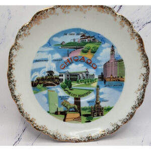 Victoria China Chicago Souvenir Collectible 6 inch Plate